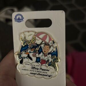 Disney Mary Poppins and Penguin Enamel Pin with Gold Accents